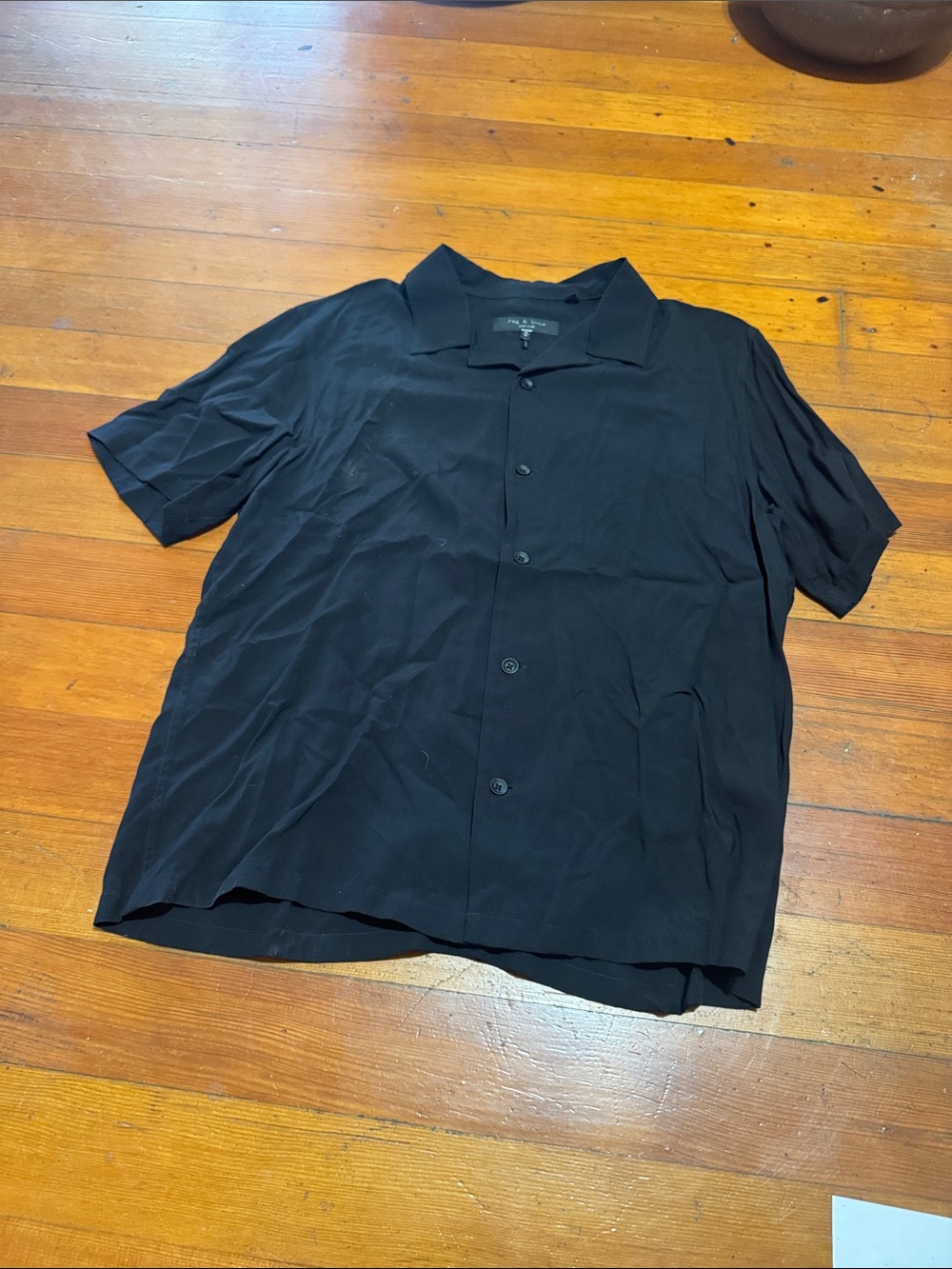 rag & bone Men's Black Short-Sleeve Button-Down Shirt